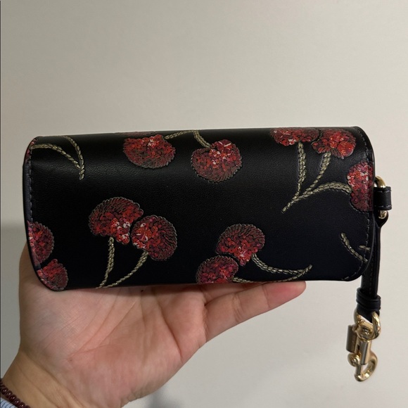 Coach Black Cherry Sequin Sunglasses Case Keychain Gold - Picture 4 of 5